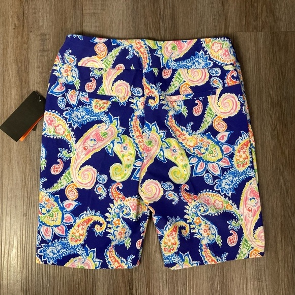 IBKUL Sharon Shorts 8 Paisley Navy Multi Pull On Golf NWT - Picture 2 of 12